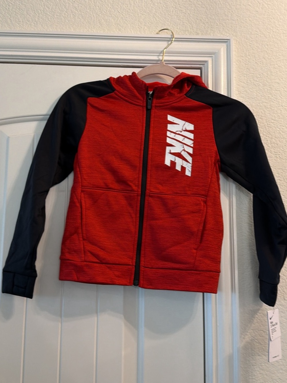 Nike Kids' Red & Black Full-Zip Hoodie, Sz 7 NWT